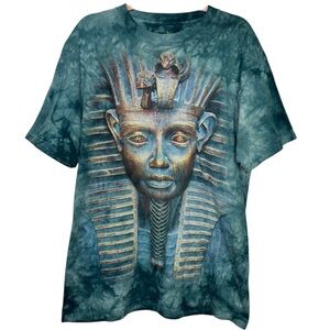 The Mountain Teal Graphic Egypt Tee Cotton size M King Tut Pharaoh Snake Tie Dye